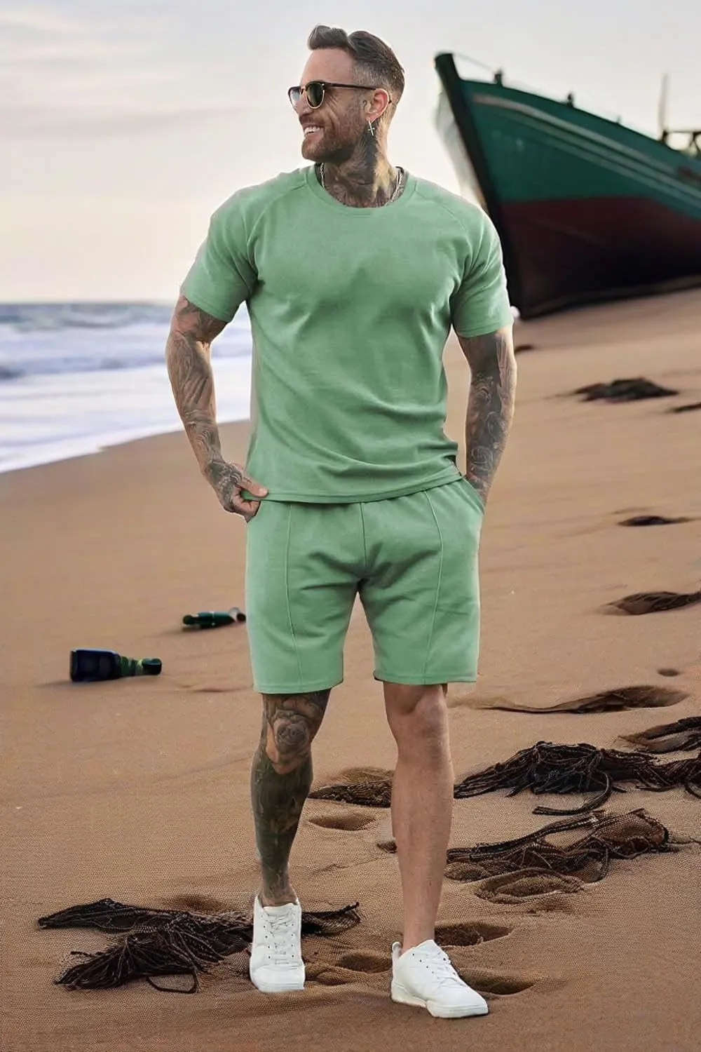 GINGTTO Mens Short Sets 2 Piece Outfits Fashion Summer Tracksuits Casual Set