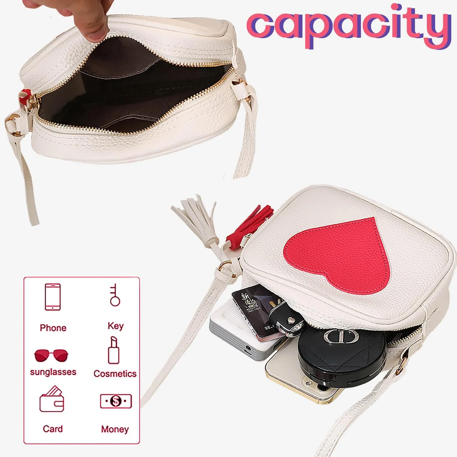 Girls Crossbody Purse for Kids Women Leather Roomy Bag with Tassel Adjustable Straps Birthday Gifts for Teen