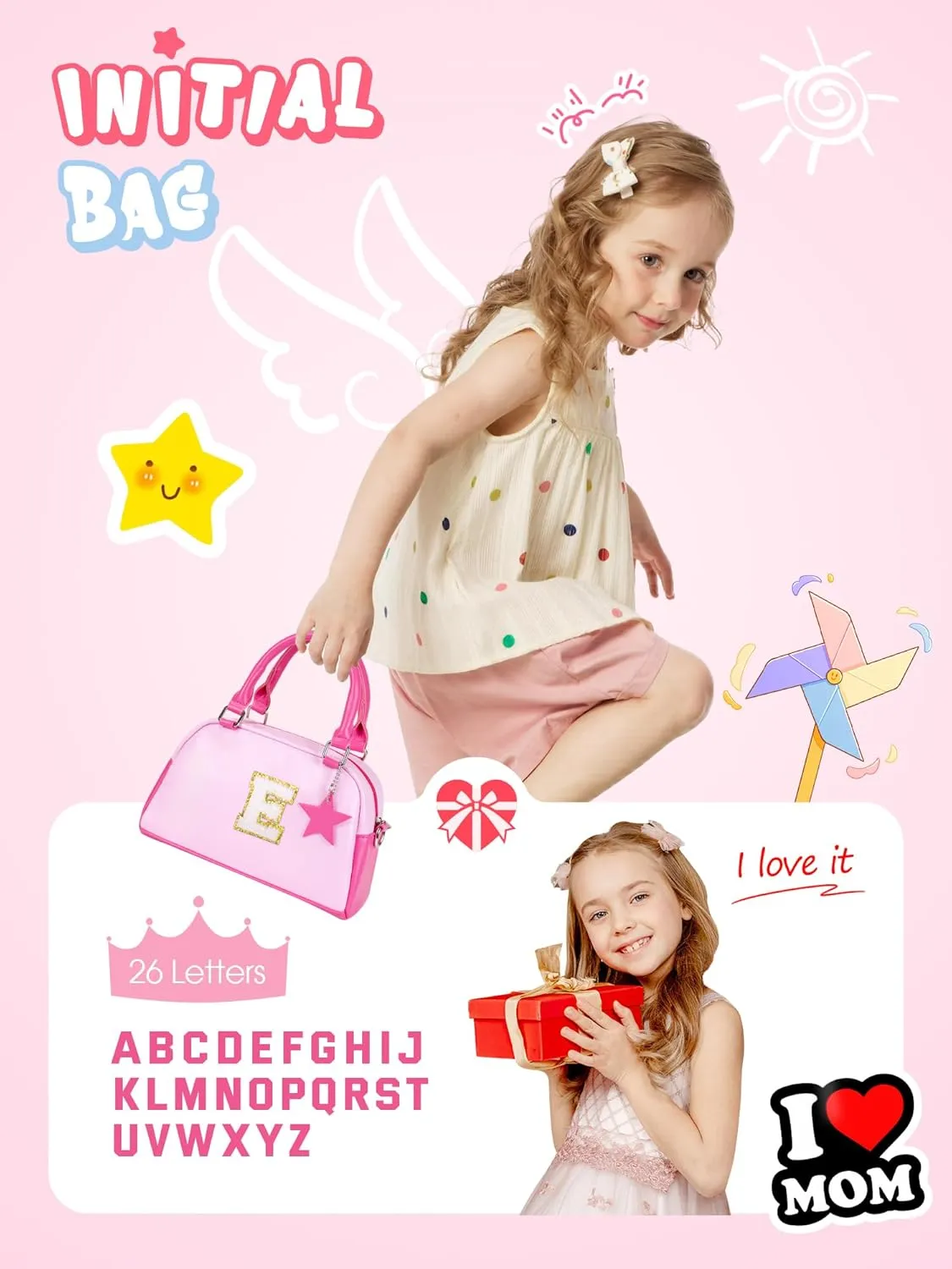 Girls Purse Crossbody Bag, Personalized Birthday Gifts, Kids Skin Care Bag for Ages 4-12 girls, Party Favors Dress Up bag for girls, Handbag-light purple-K