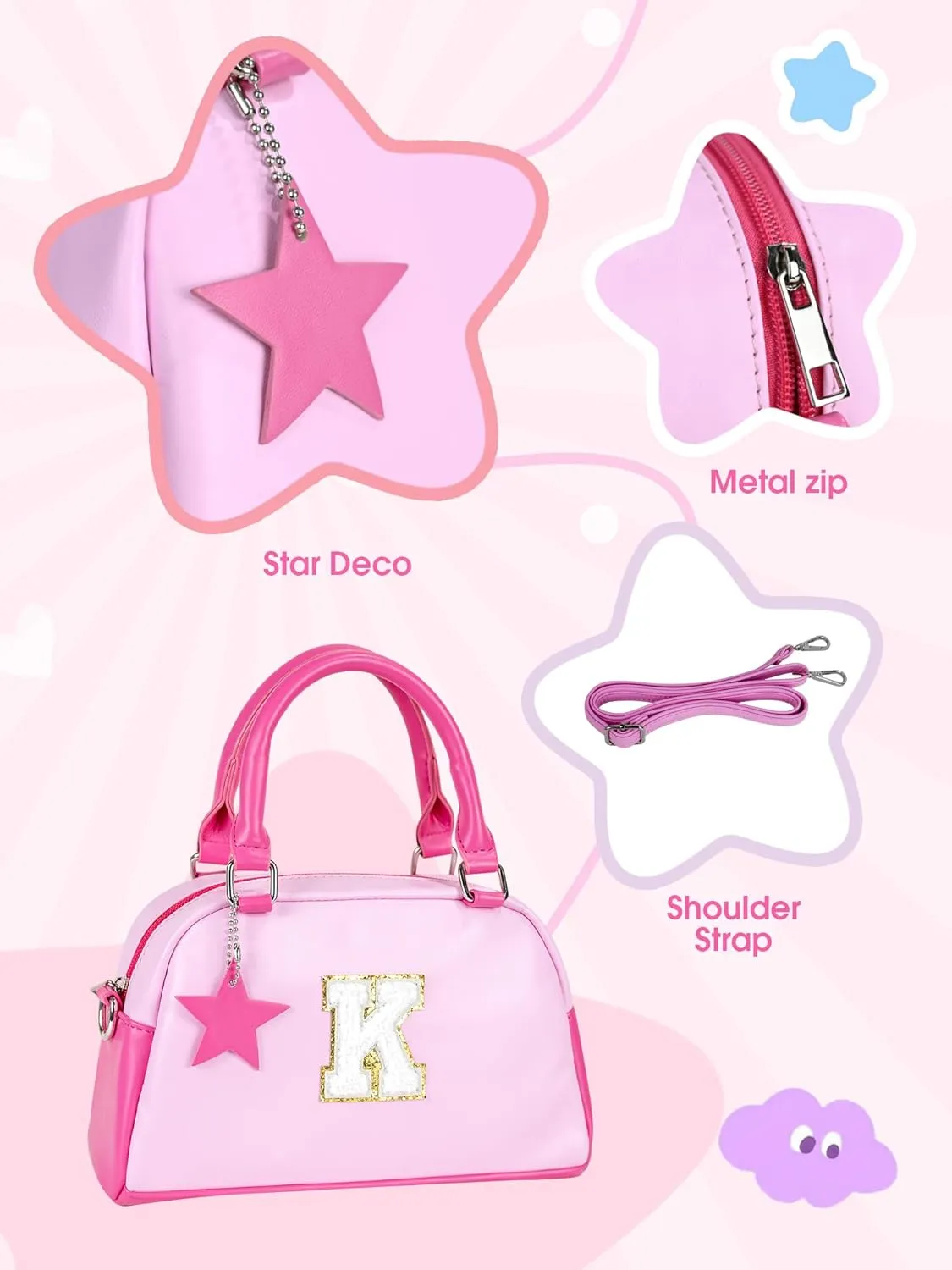 Girls Purse Crossbody Bag, Personalized Birthday Gifts, Kids Skin Care Bag for Ages 4-12 girls, Party Favors Dress Up bag for girls, Handbag-light purple-K