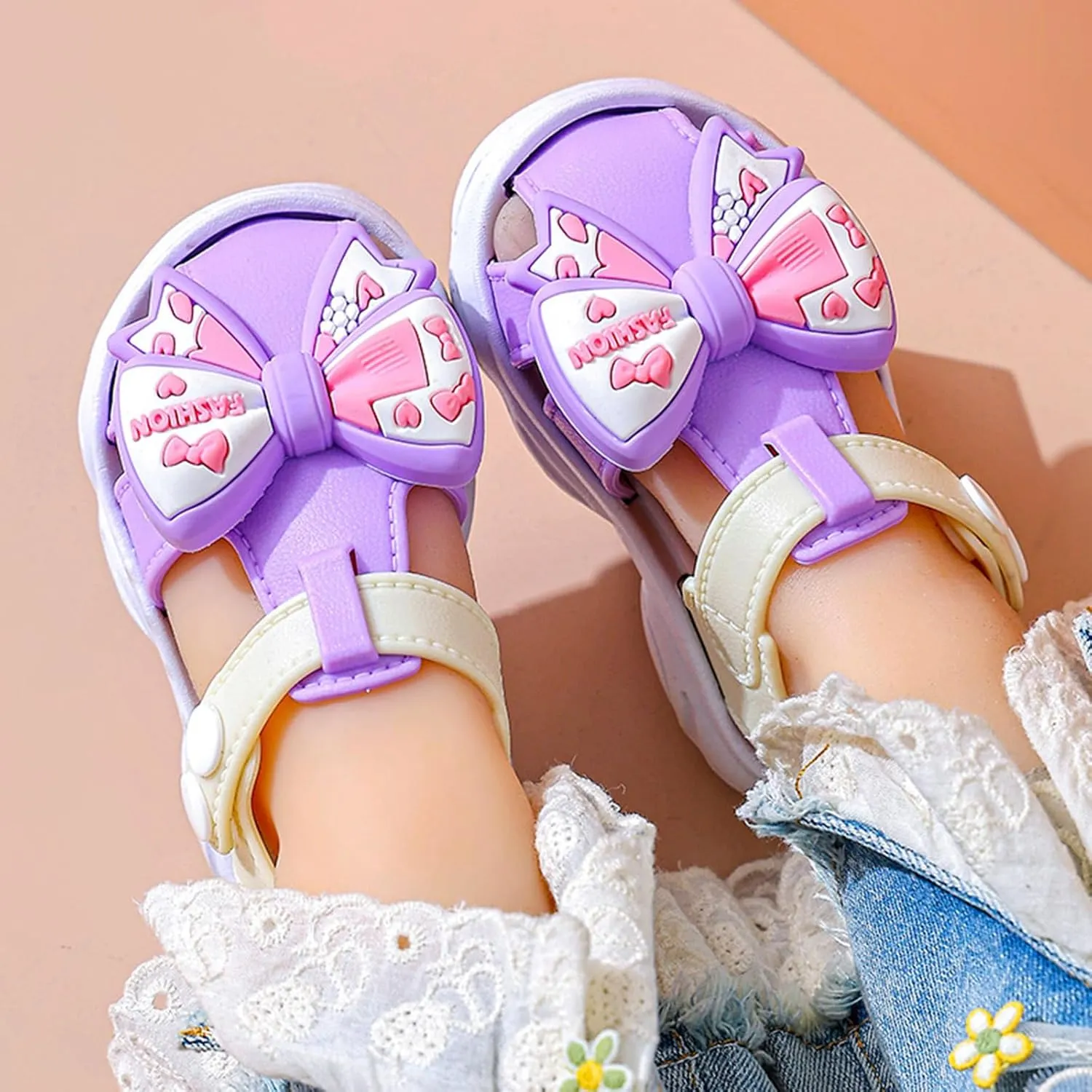 Girl's Sandals Soft Sole Children's Bowknot Sandals Cartoon Boys And Girls Baby Infant Non Slip Soft Bottom