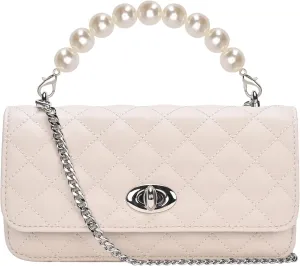 GM LIKKIE Clutch Purse for Women, Evening Envelope Quilted Wallet Bag, Crossbody Foldover Pearl Wedding Shoulder Handbag