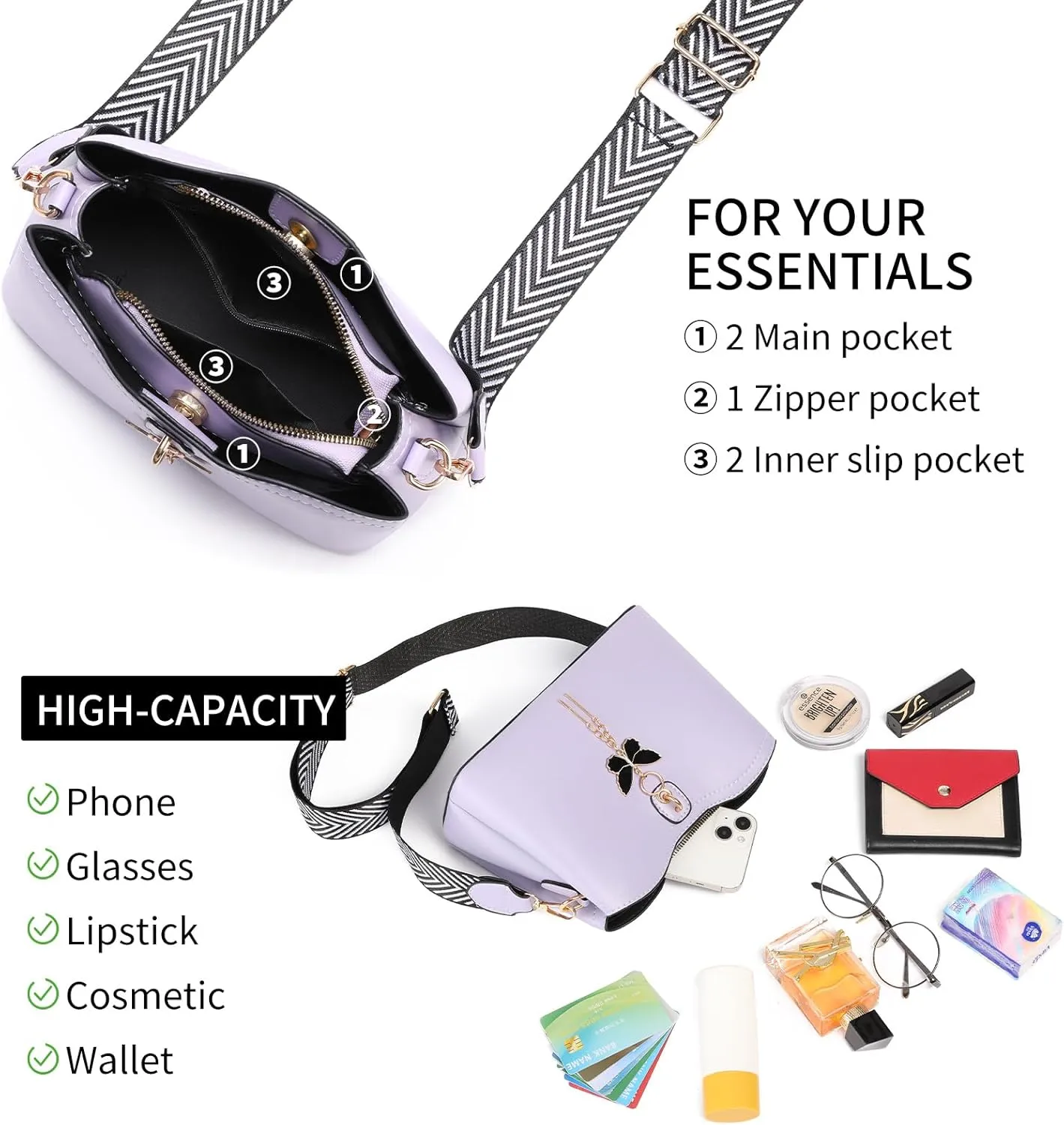 GOIACII Small Crossbody Bags for Women Fashion Purses Ladies Lightweight Handbags Shoulder Bag