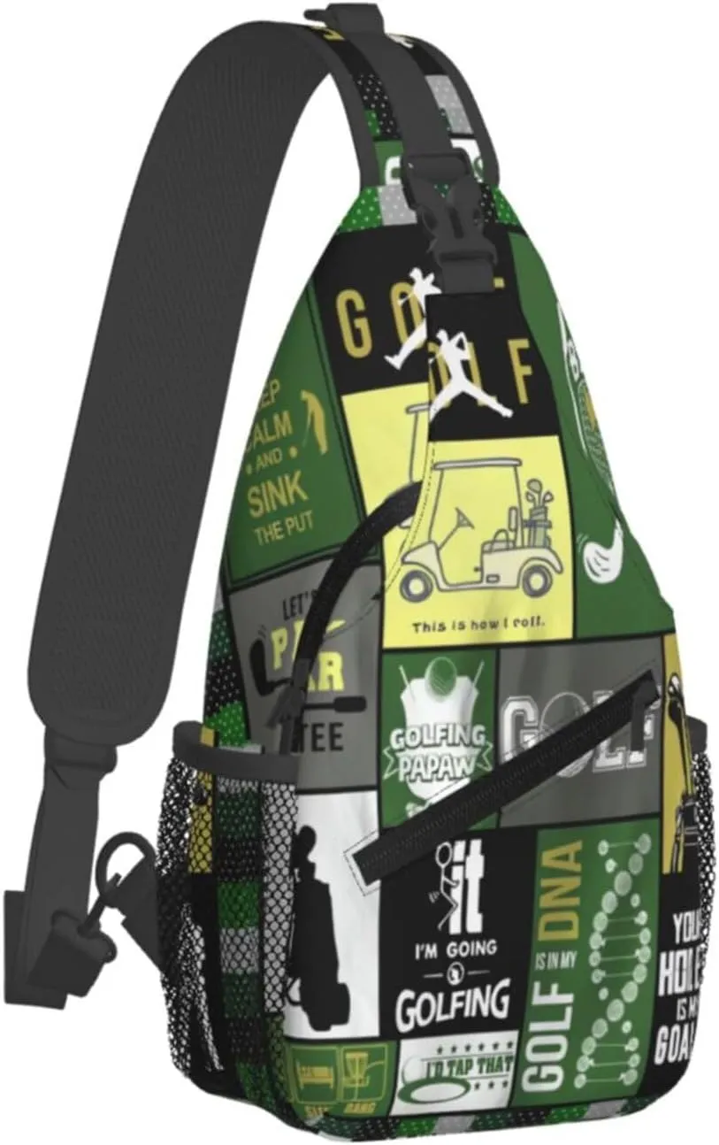 Golf Print Sling Bags Crossbody Backpack Hiking Daypack Multipurpose Golf Chest Bag for Women Men