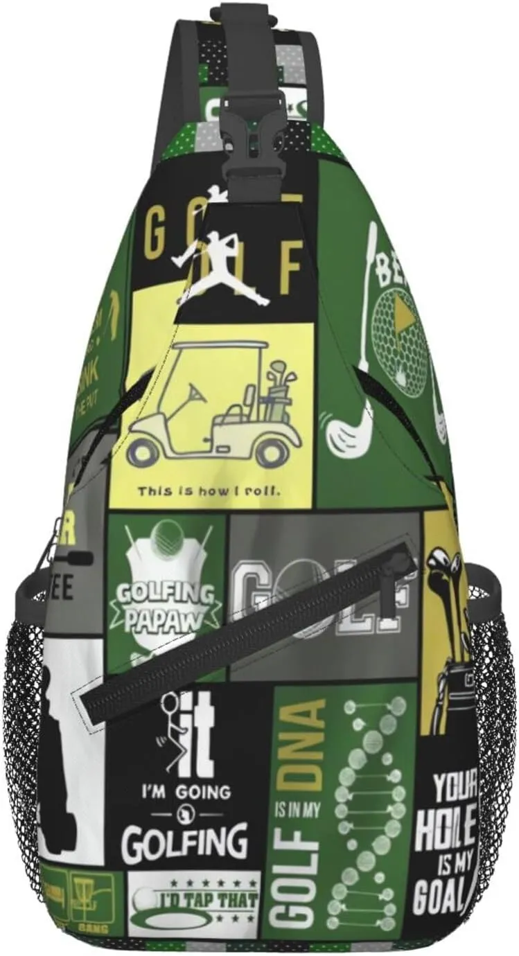 Golf Print Sling Bags Crossbody Backpack Hiking Daypack Multipurpose Golf Chest Bag for Women Men