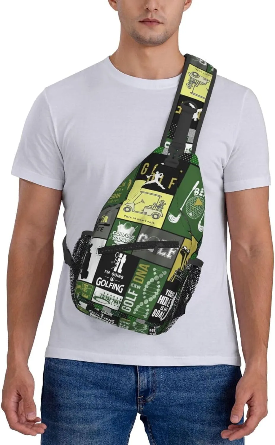 Golf Print Sling Bags Crossbody Backpack Hiking Daypack Multipurpose Golf Chest Bag for Women Men