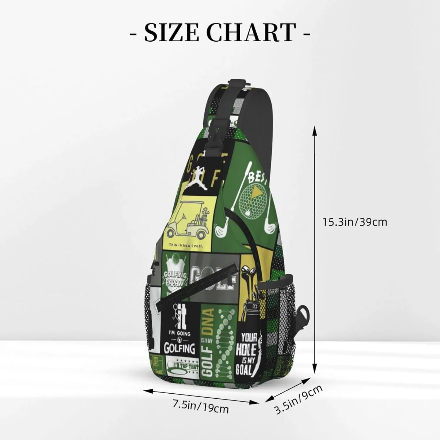 Golf Print Sling Bags Crossbody Backpack Hiking Daypack Multipurpose Golf Chest Bag for Women Men