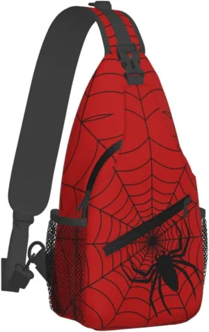 Gothic Spider And Web Sling Backpack Hiking Backpack Crossbody Bag Sports Lightweight And Durable Chest Bag Shoulder Bag For Women Men