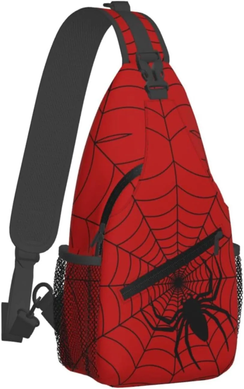 Gothic Spider And Web Sling Backpack Hiking Backpack Crossbody Bag Sports Lightweight And Durable Chest Bag Shoulder Bag For Women Men