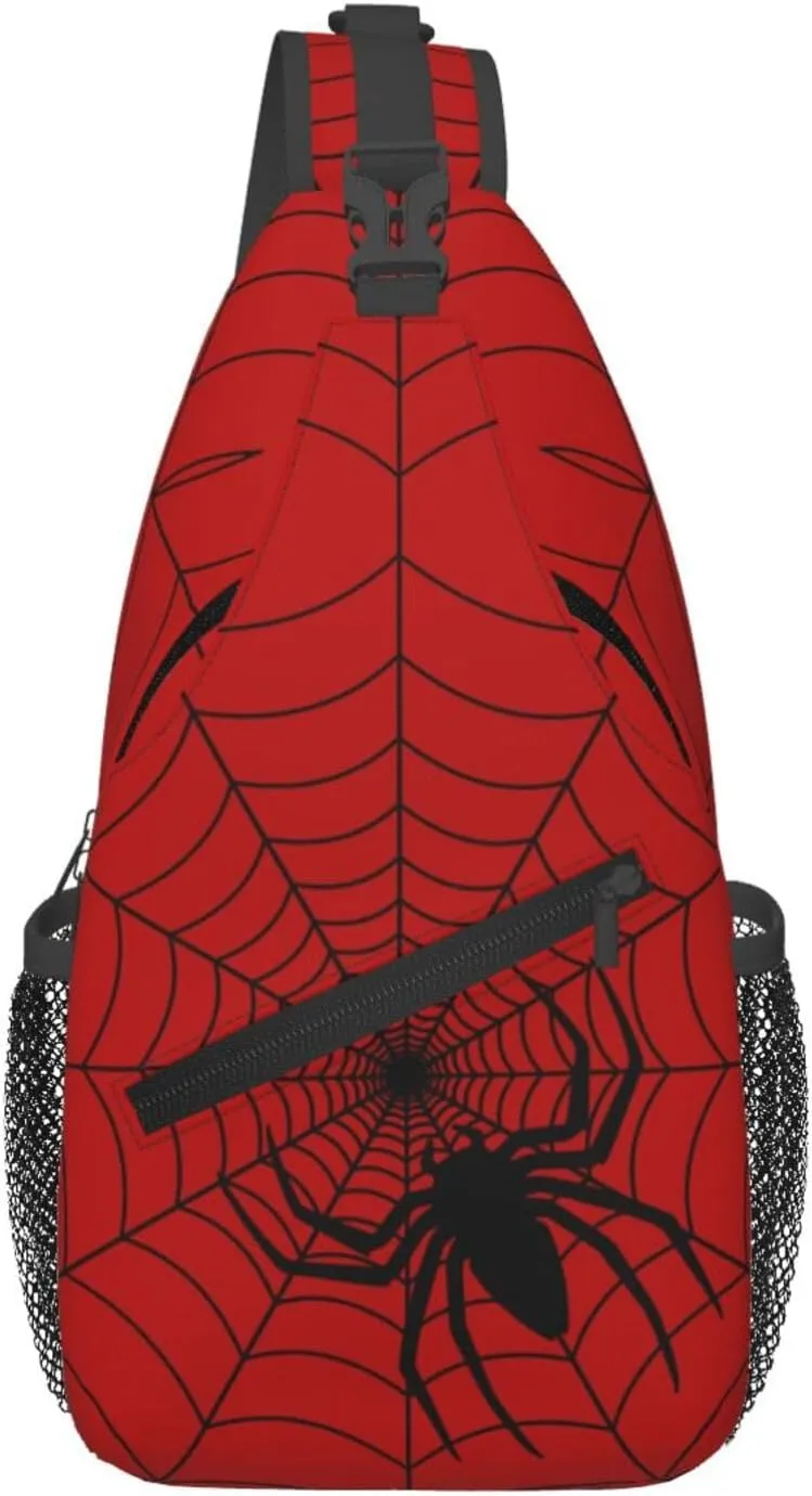 Gothic Spider And Web Sling Backpack Hiking Backpack Crossbody Bag Sports Lightweight And Durable Chest Bag Shoulder Bag For Women Men