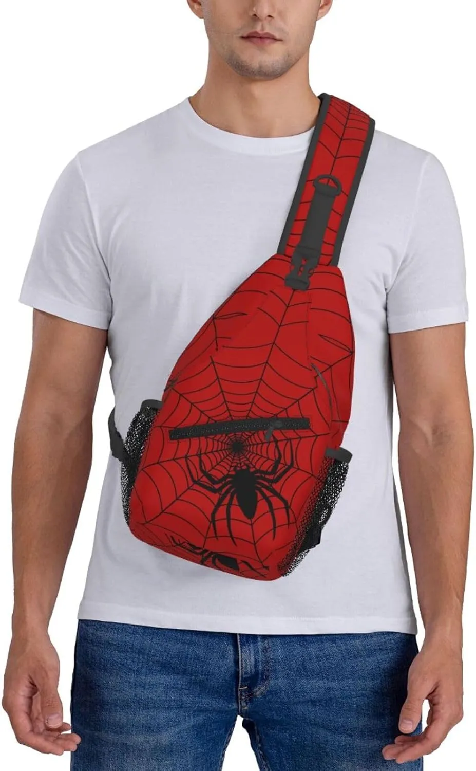 Gothic Spider And Web Sling Backpack Hiking Backpack Crossbody Bag Sports Lightweight And Durable Chest Bag Shoulder Bag For Women Men