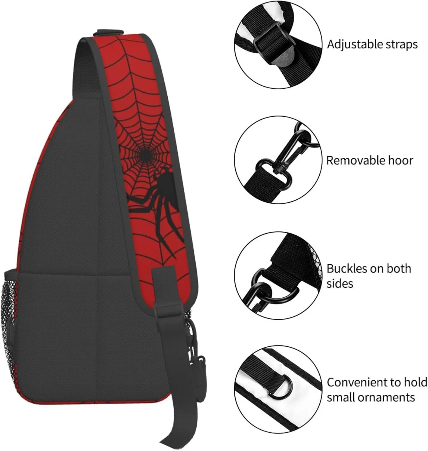 Gothic Spider And Web Sling Backpack Hiking Backpack Crossbody Bag Sports Lightweight And Durable Chest Bag Shoulder Bag For Women Men
