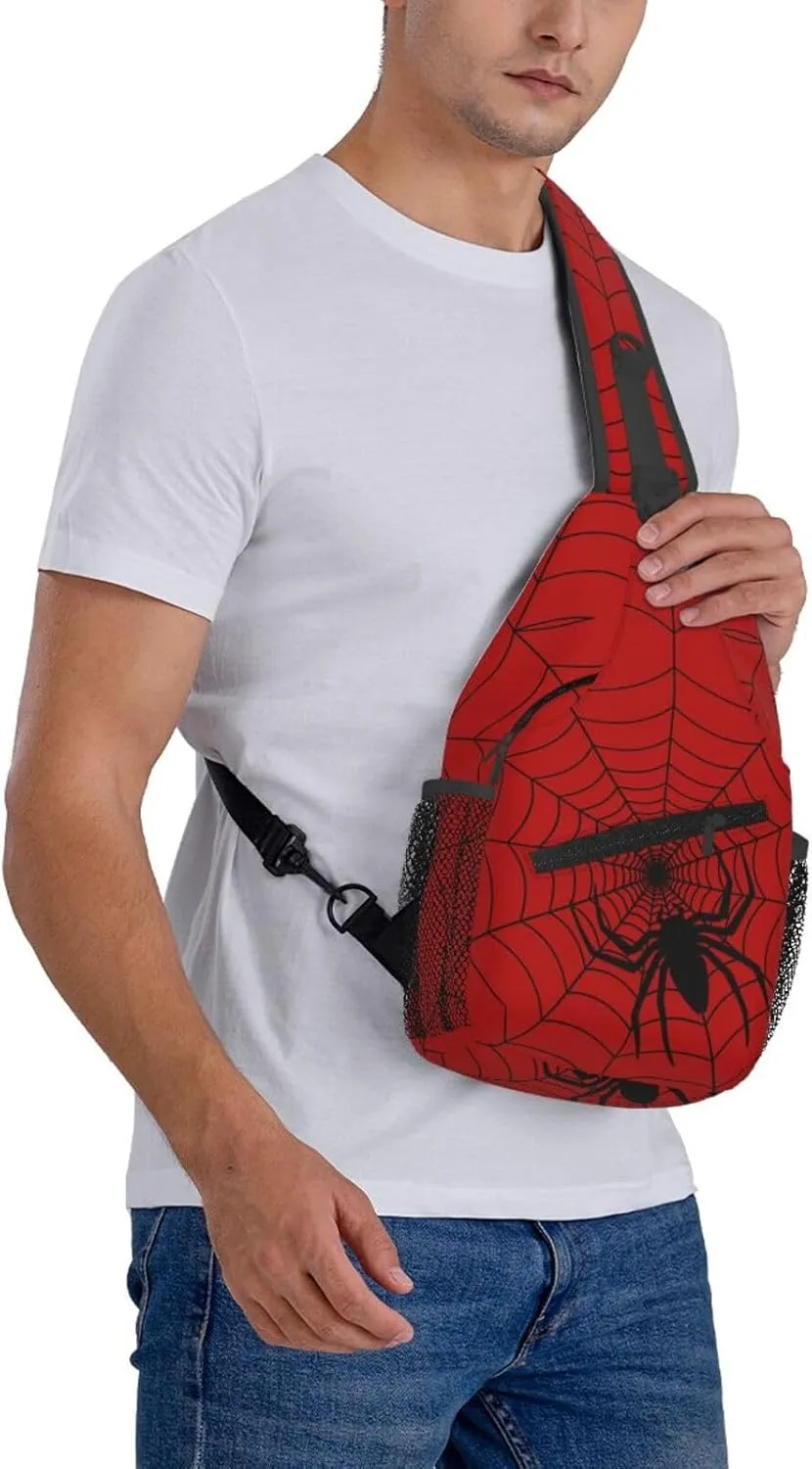 Gothic Spider And Web Sling Backpack Hiking Backpack Crossbody Bag Sports Lightweight And Durable Chest Bag Shoulder Bag For Women Men