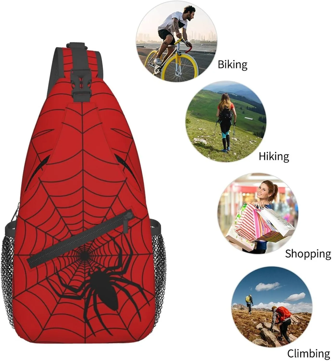Gothic Spider And Web Sling Backpack Hiking Backpack Crossbody Bag Sports Lightweight And Durable Chest Bag Shoulder Bag For Women Men