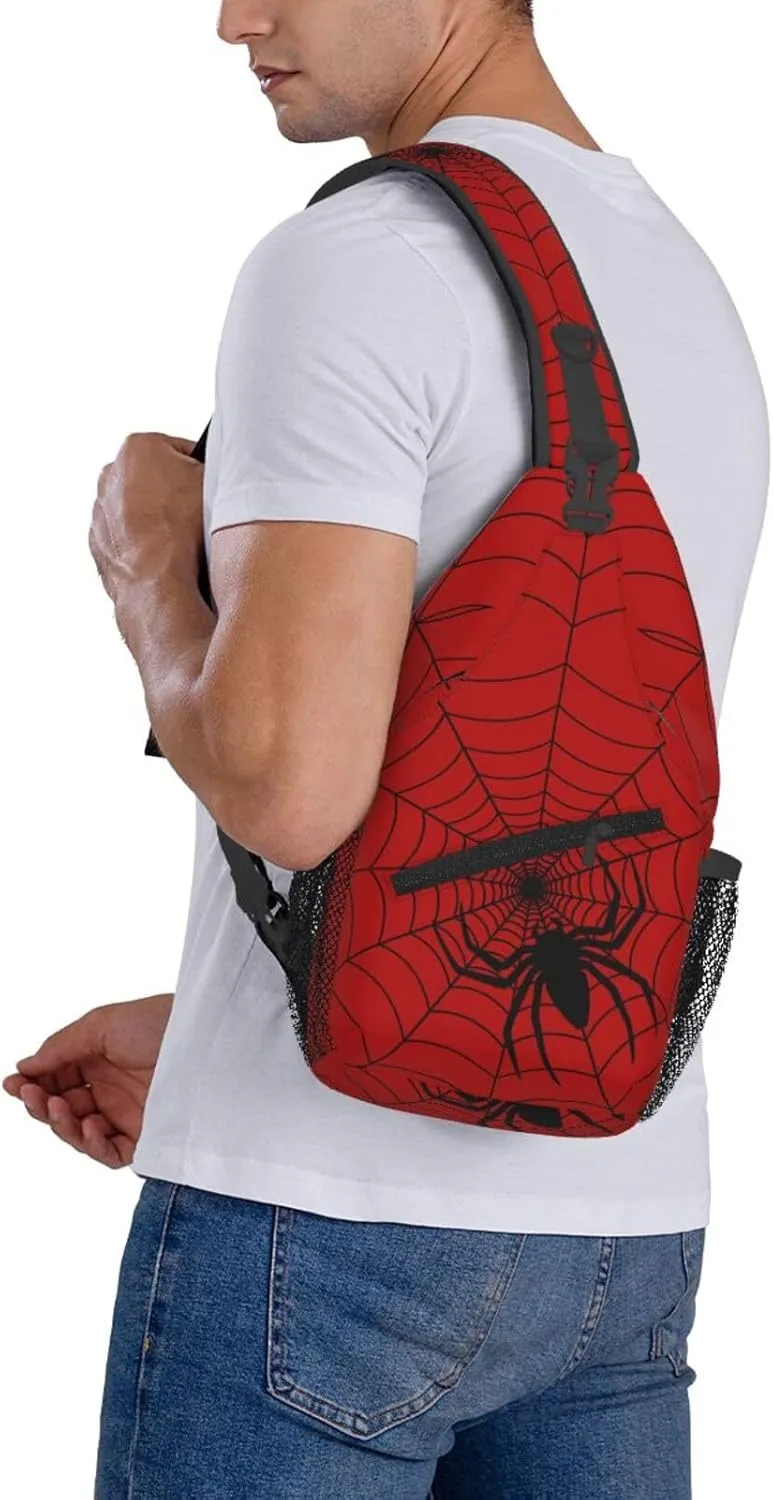 Gothic Spider And Web Sling Backpack Hiking Backpack Crossbody Bag Sports Lightweight And Durable Chest Bag Shoulder Bag For Women Men