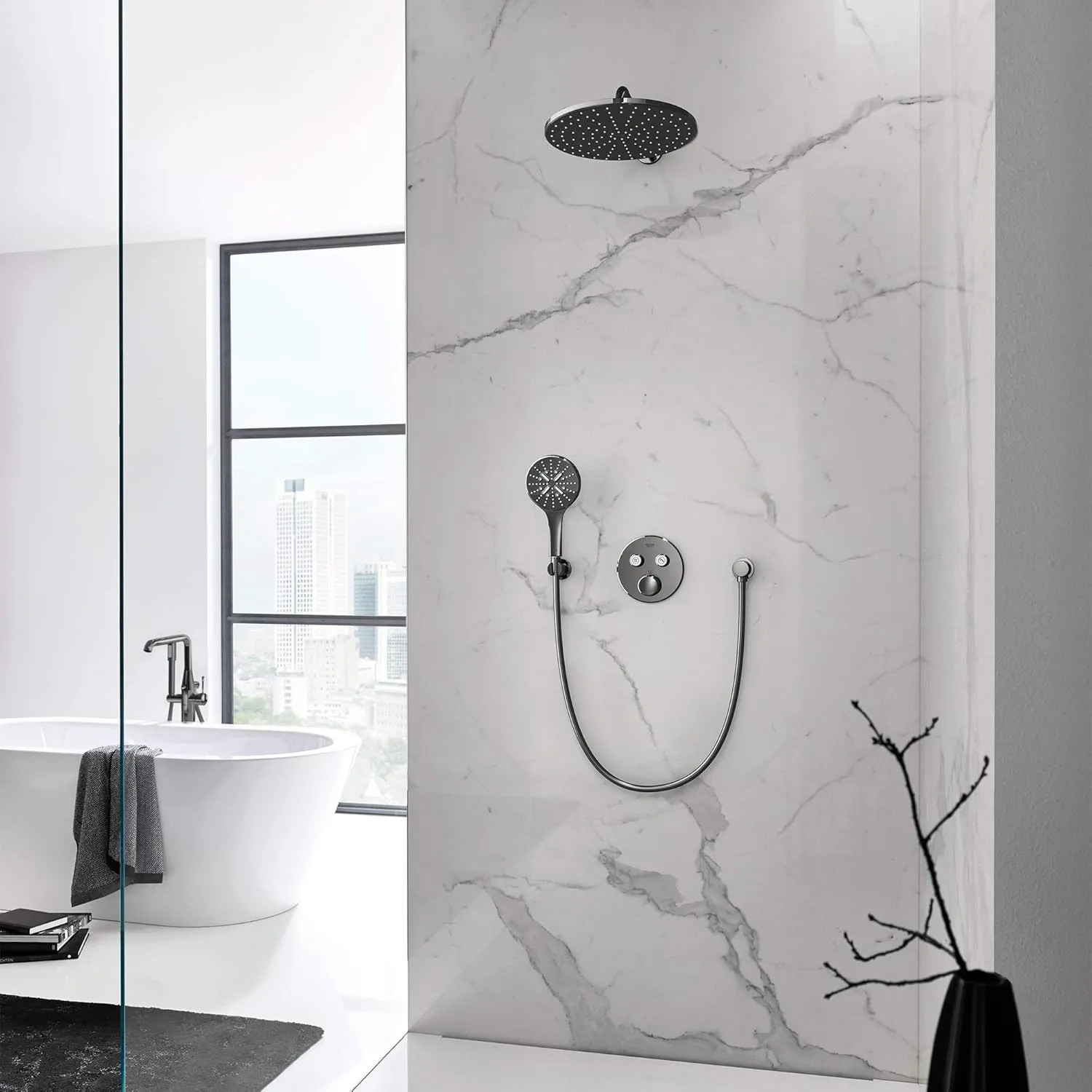 GROHE Rainshower Smartactive Hand Shower-3 Sprays, 1.75 gpm, Hard Graphite