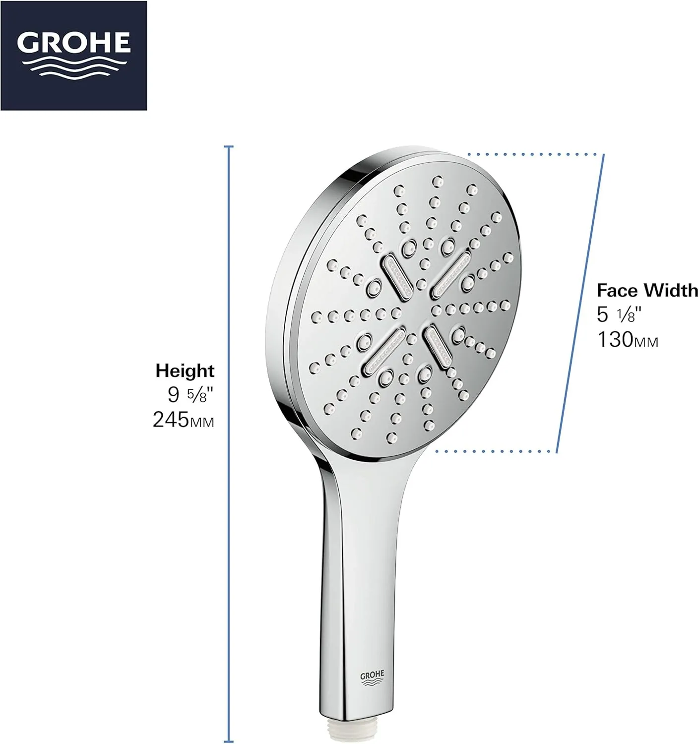 GROHE Rainshower Smartactive Hand Shower-3 Sprays, 1.75 gpm, Hard Graphite