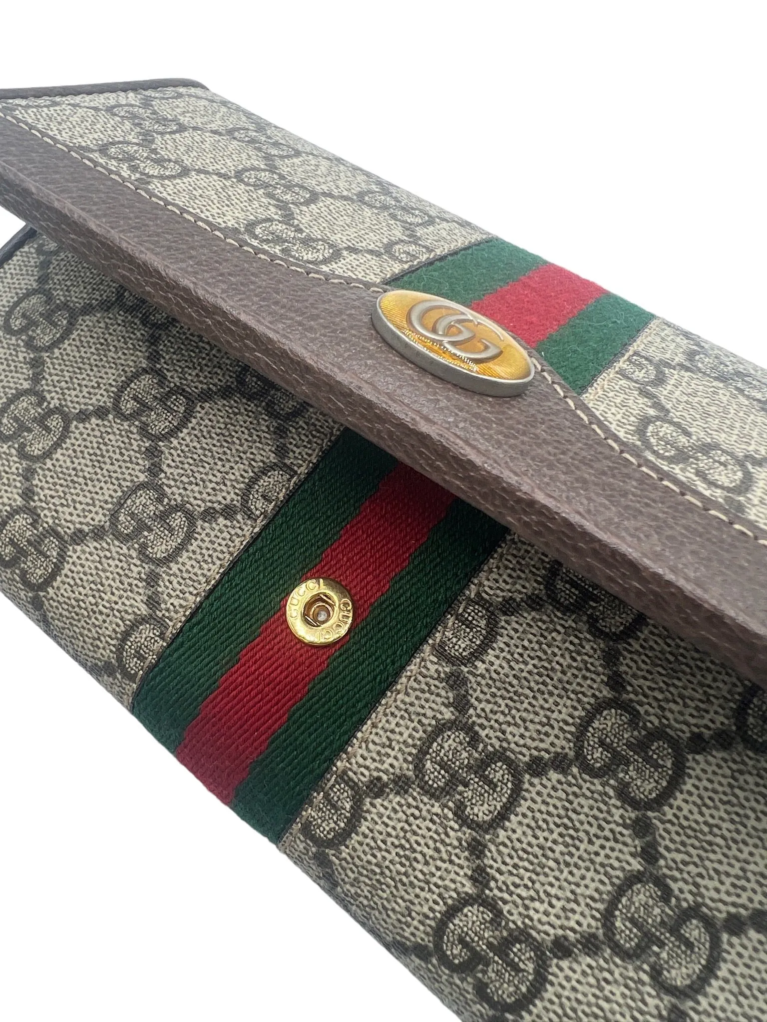 GUCCI - Brown Ophidia Wallet on a Chain Crossbody Bag