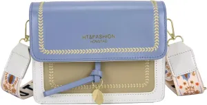 Guitar Strap Color-Block Crossbody Bags for Women Cute Designer Handbags Trendy Cross Body Purse Leather Shoulder Bag