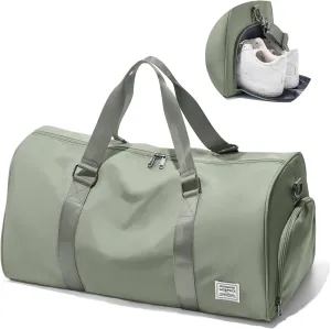 Gym Bag for Women Men with Shoe Compartment,Small Travel Duffle Bags for Traveling Overnight Weekender Bag Personal Item Travel Bag Large Sport Bag Workout Bag Grey Green