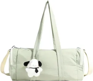 Gym Bag Travel Duffel Carry On Tote Bag for Women with Kawaii Accessories Sports Waterproof Lightweight Shoulder Bag (Green)