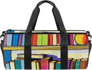 Gym Bags for Men,Travel Duffel Bags for Women,Cartoon Book Shelf,Workout Bag