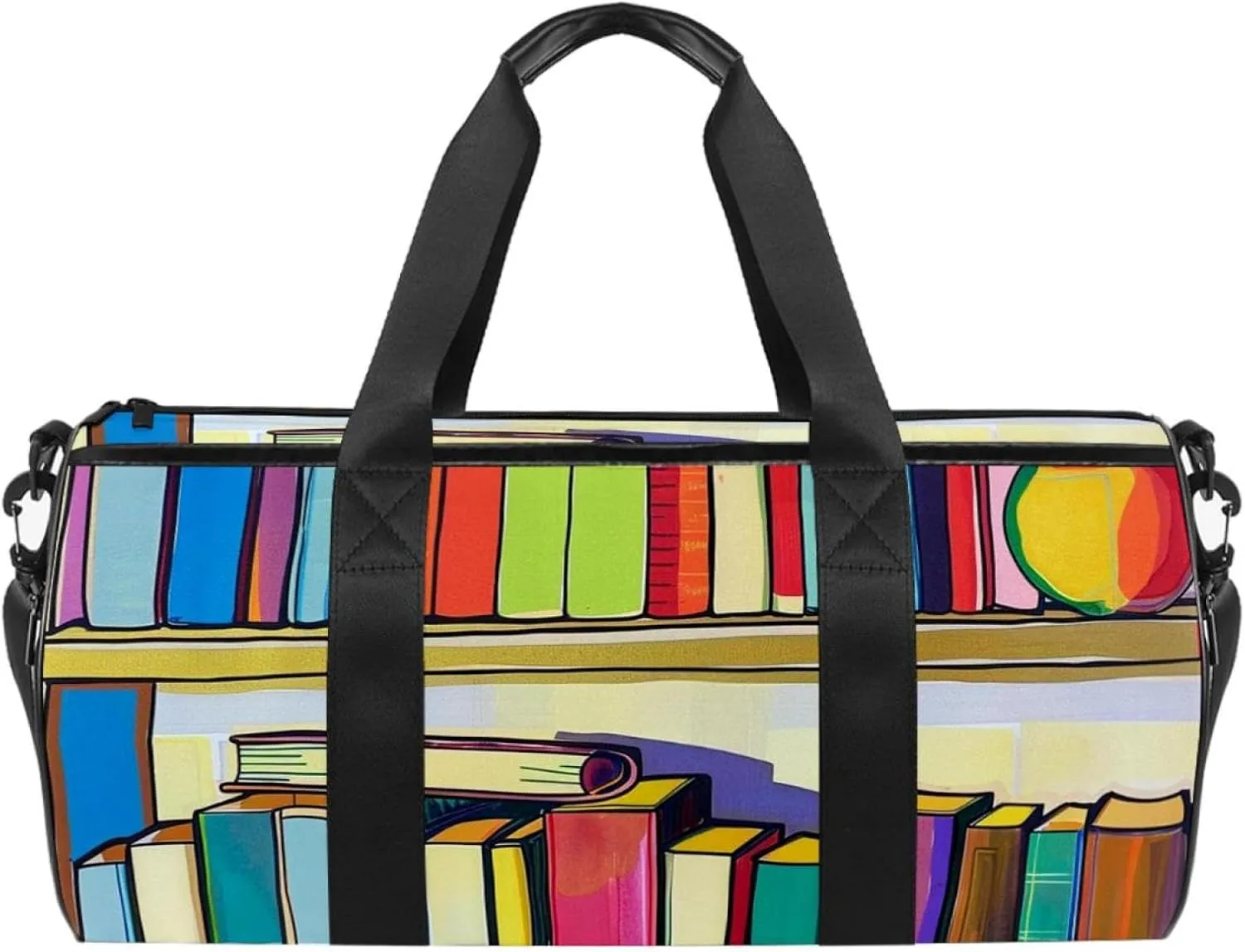 Gym Bags for Men,Travel Duffel Bags for Women,Cartoon Book Shelf,Workout Bag