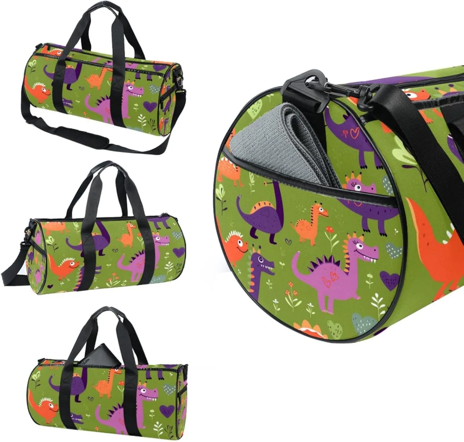 Gym Bags for Men,Travel Duffel Bags for Women,Dinosaur Cartoon Monster,Workout Bag