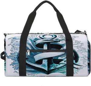 Gym Duffel Bag with Shoe Compartment Wet Pocket, Anchors Travel Bag for Men Women
