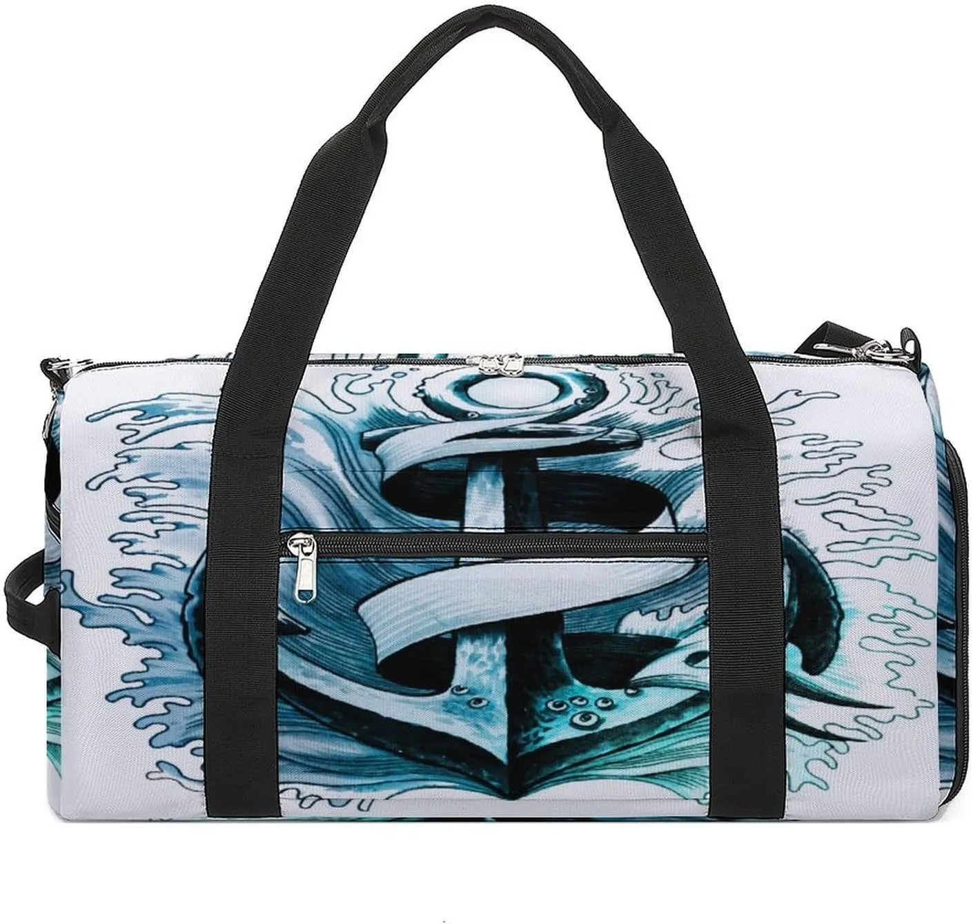 Gym Duffel Bag with Shoe Compartment Wet Pocket, Anchors Travel Bag for Men Women