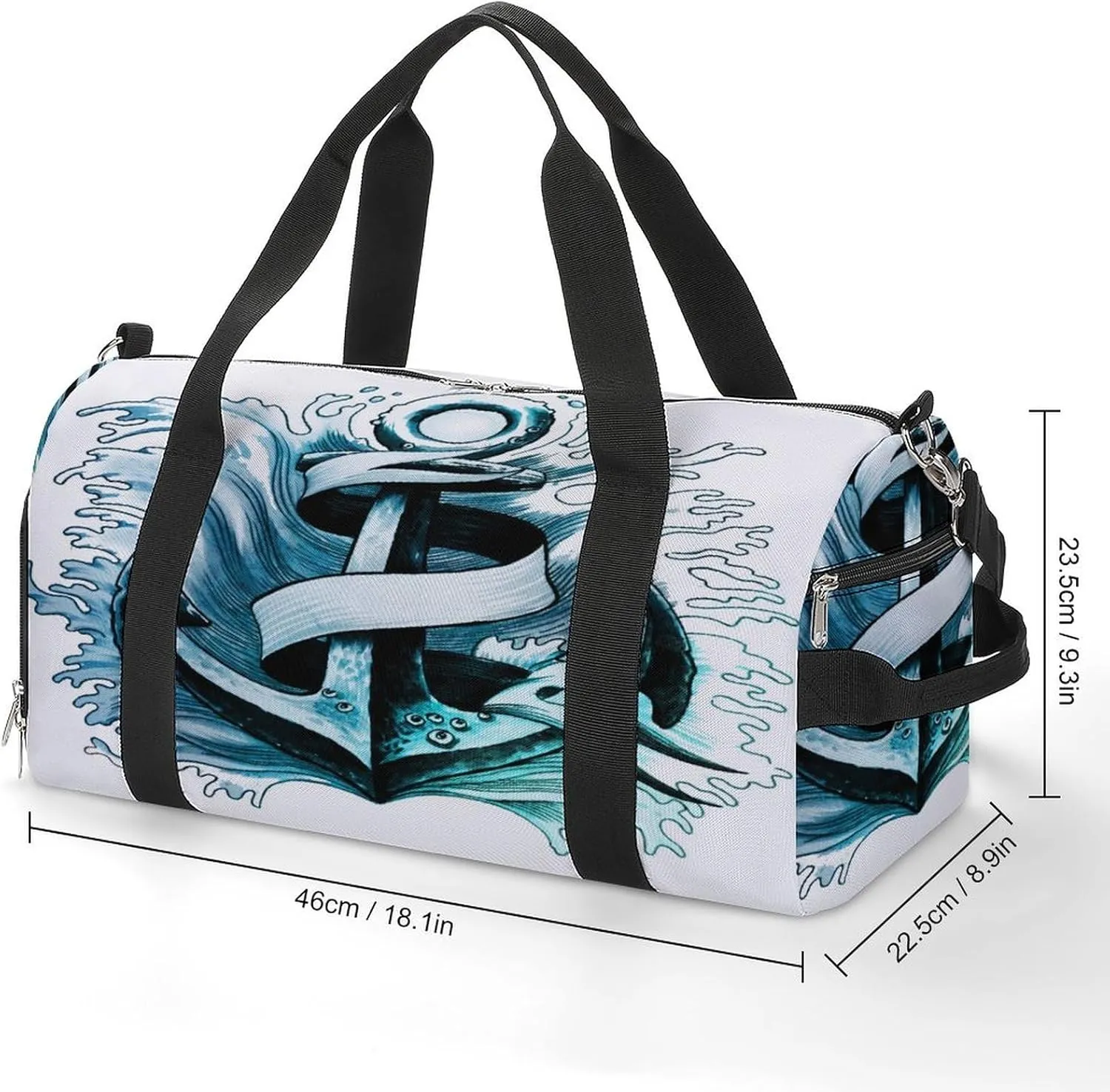Gym Duffel Bag with Shoe Compartment Wet Pocket, Anchors Travel Bag for Men Women