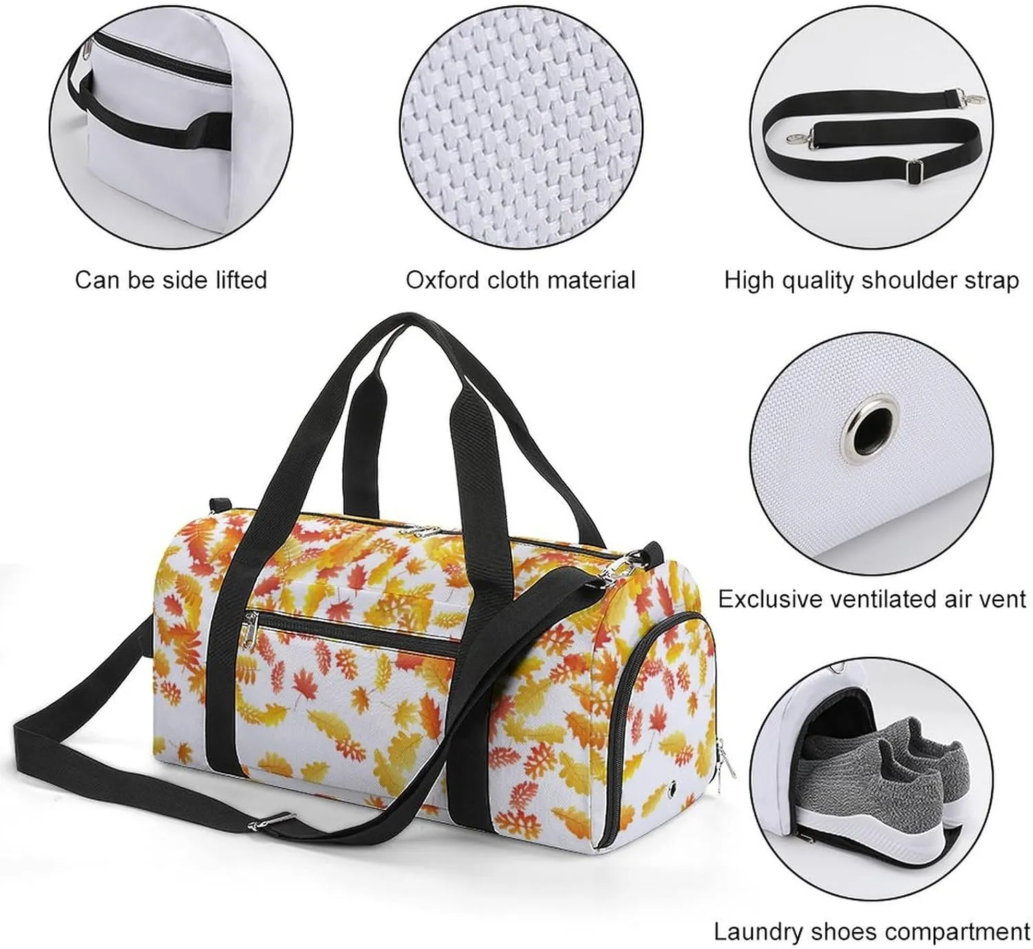 Gym Duffel Bag with Shoe Compartment Wet Pocket, Autumn Foliage Travel Bag for Men Women