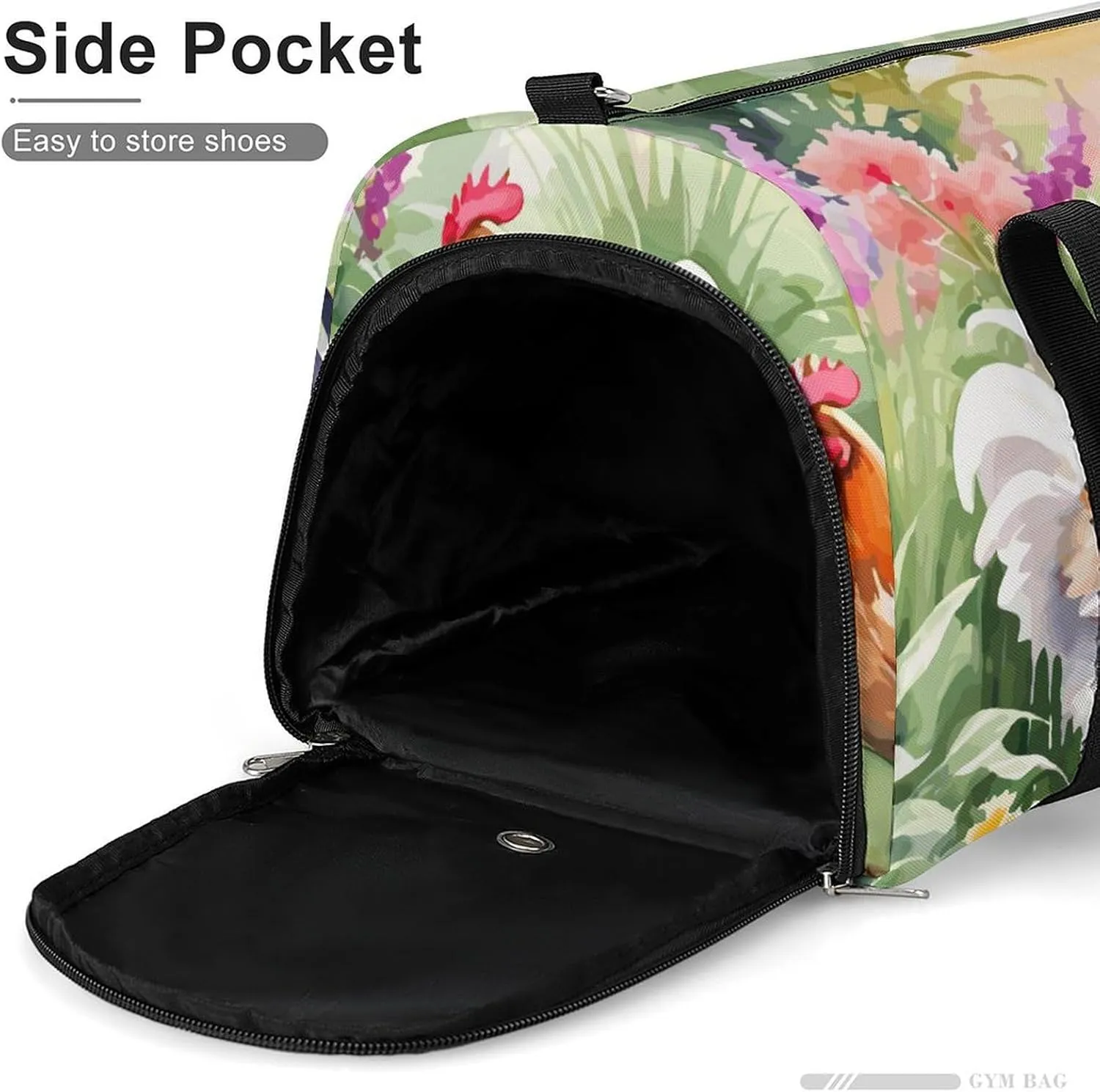 Gym Duffel Bag with Shoe Compartment Wet Pocket, Chicken Bird Cartoon Travel Bag for Men Women