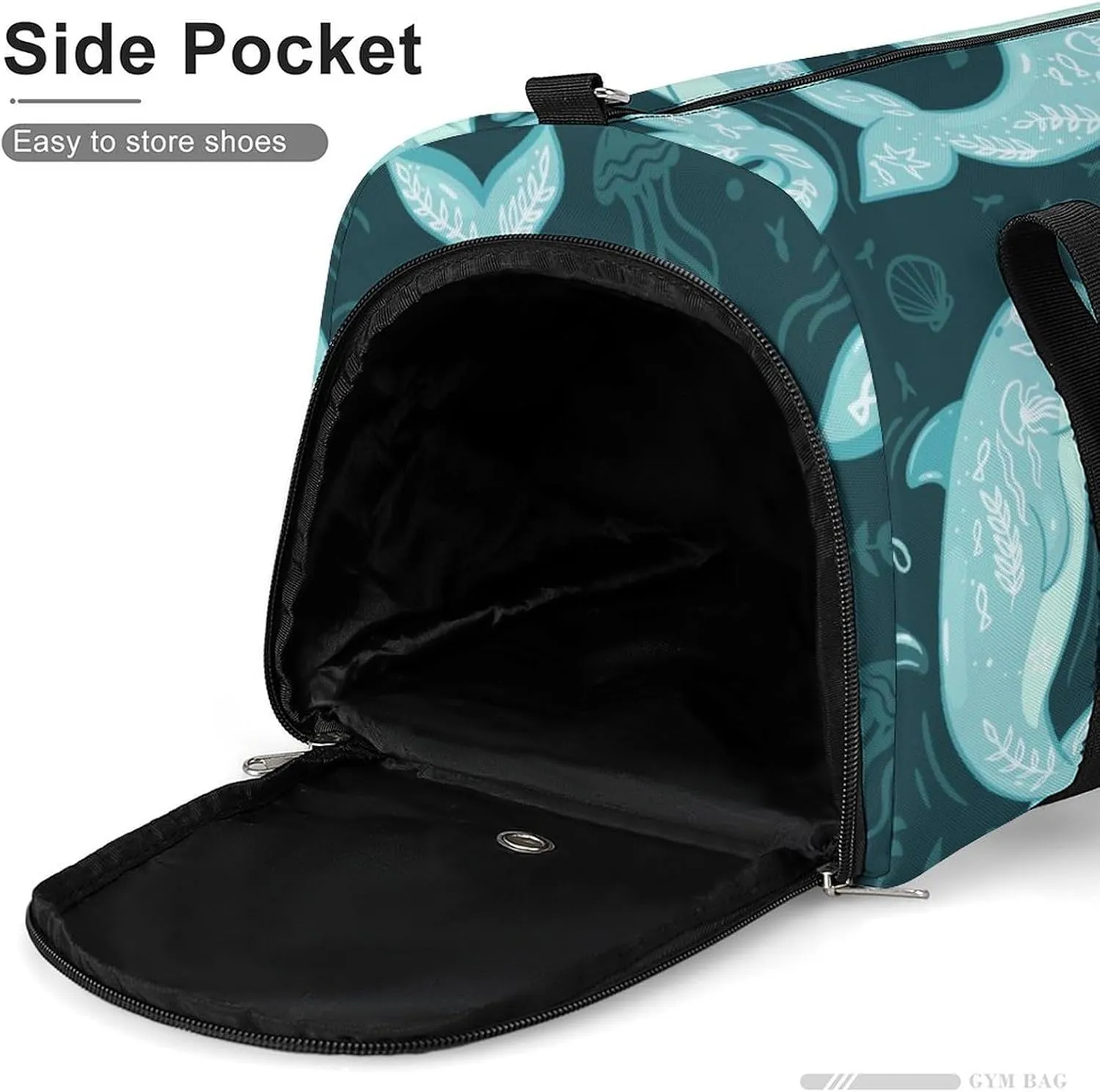 Gym Duffel Bag with Shoe Compartment Wet Pocket, Dolphins Elements Travel Bag for Men Women