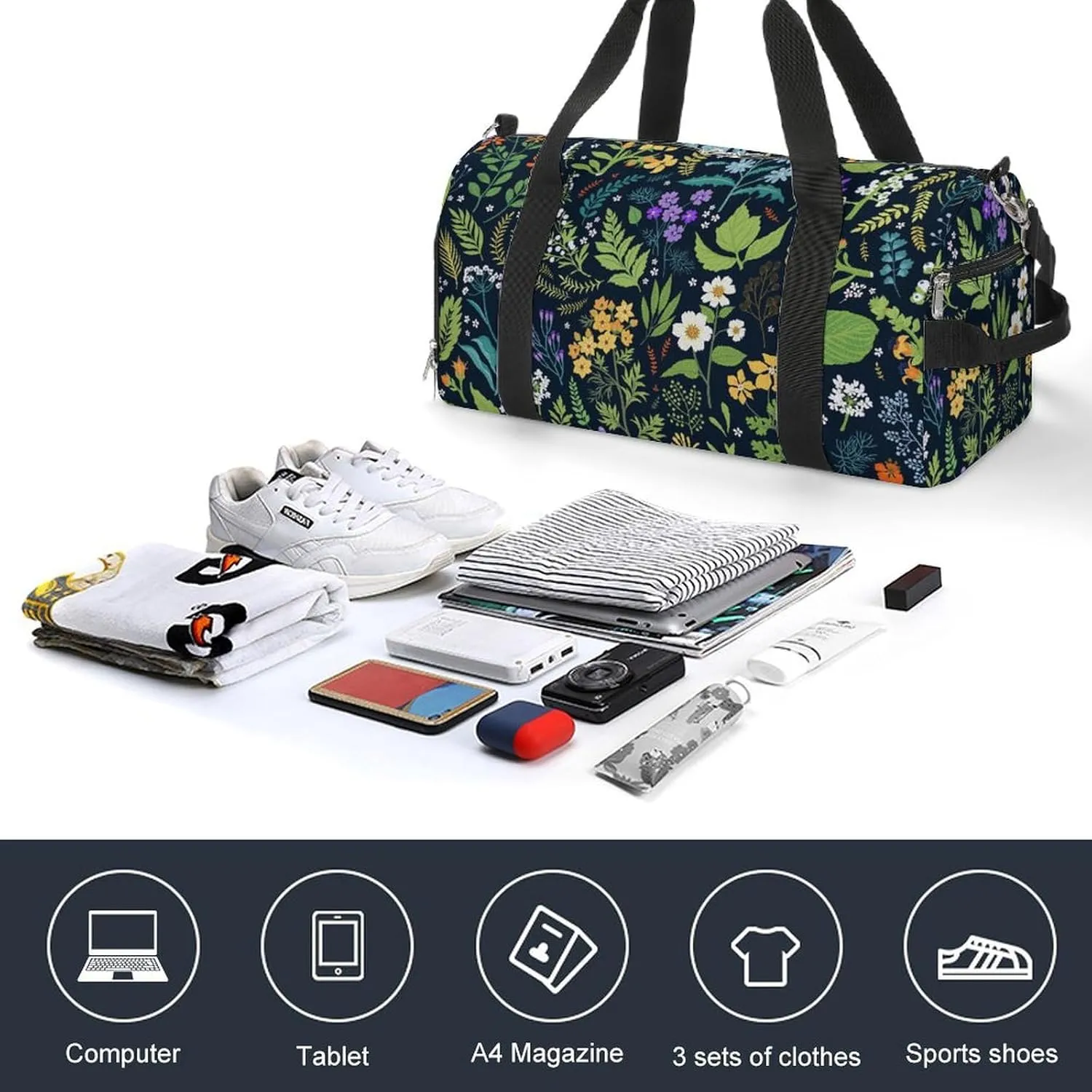 Gym Duffel Bag with Shoe Compartment Wet Pocket, Elegante Plantilla Para Travel Bag for Men Women, style-1