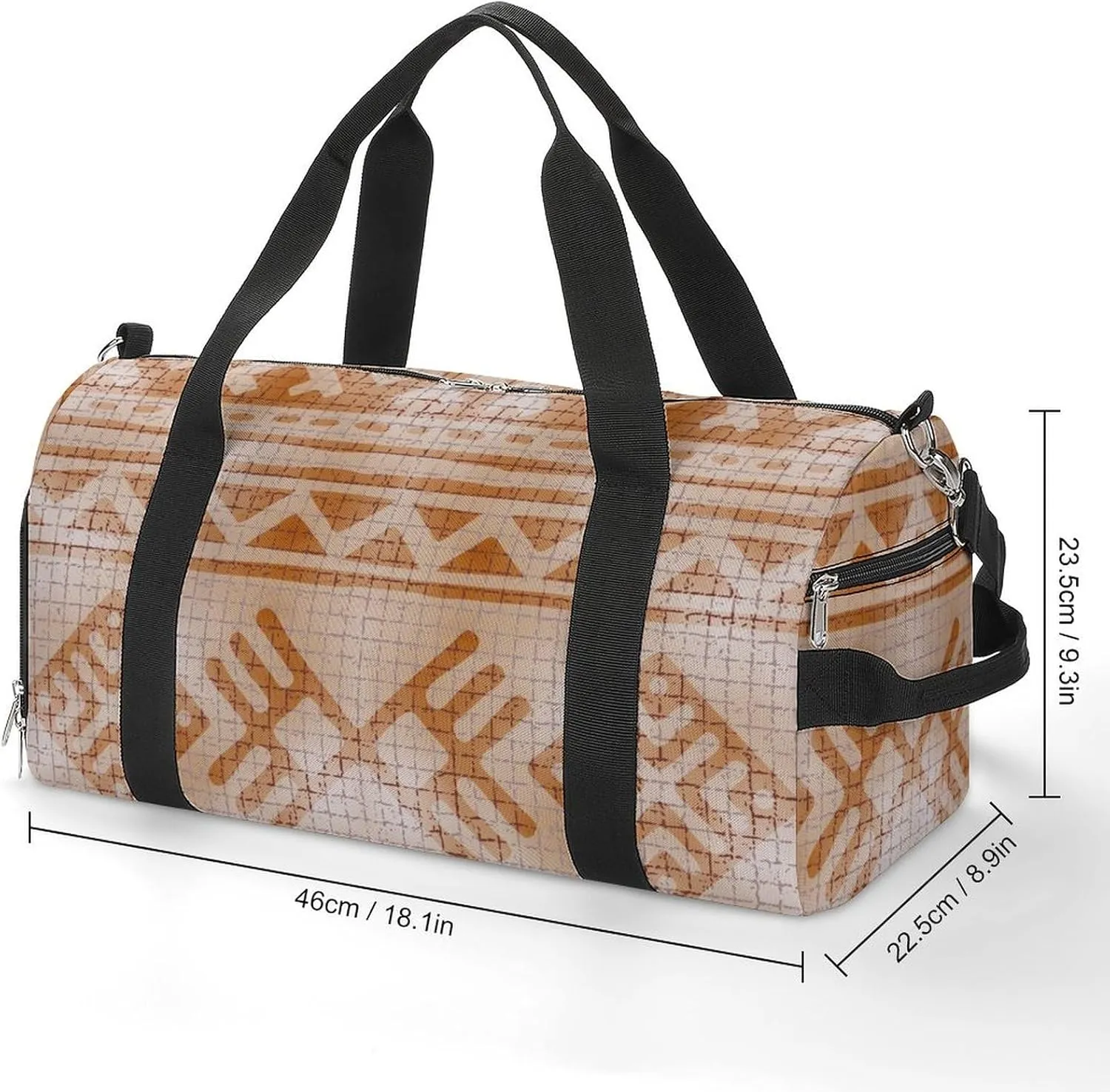 Gym Duffel Bag with Shoe Compartment Wet Pocket, Ethnic Fashion Travel Bag for Men Women, style