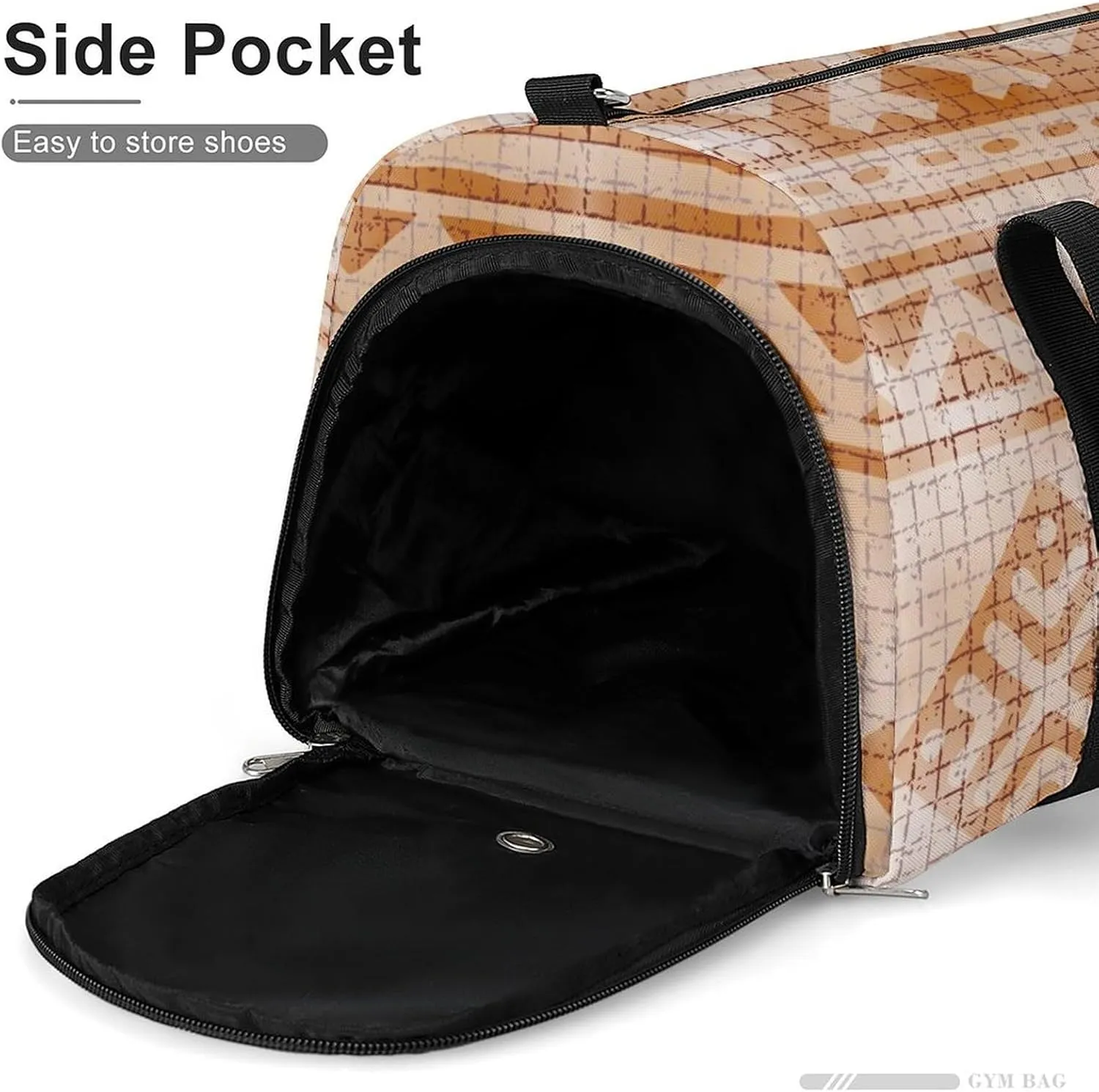 Gym Duffel Bag with Shoe Compartment Wet Pocket, Ethnic Fashion Travel Bag for Men Women, style