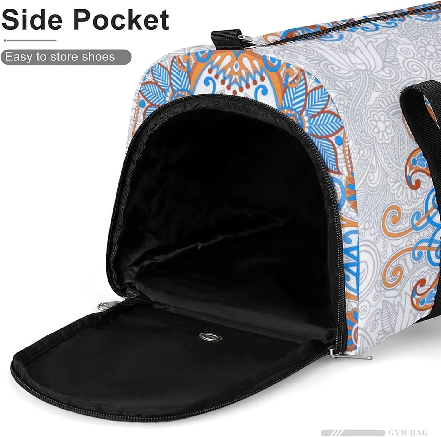Gym Duffel Bag with Shoe Compartment Wet Pocket, Floral Design Travel Bag for Men Women, style-3