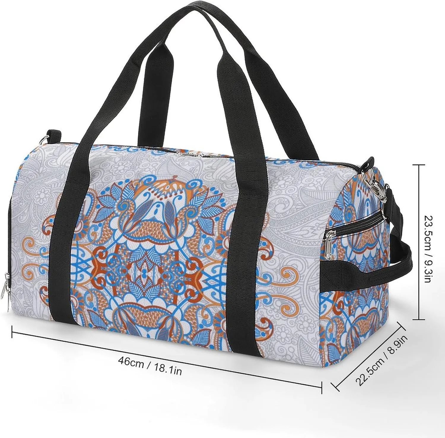 Gym Duffel Bag with Shoe Compartment Wet Pocket, Floral Design Travel Bag for Men Women, style-3