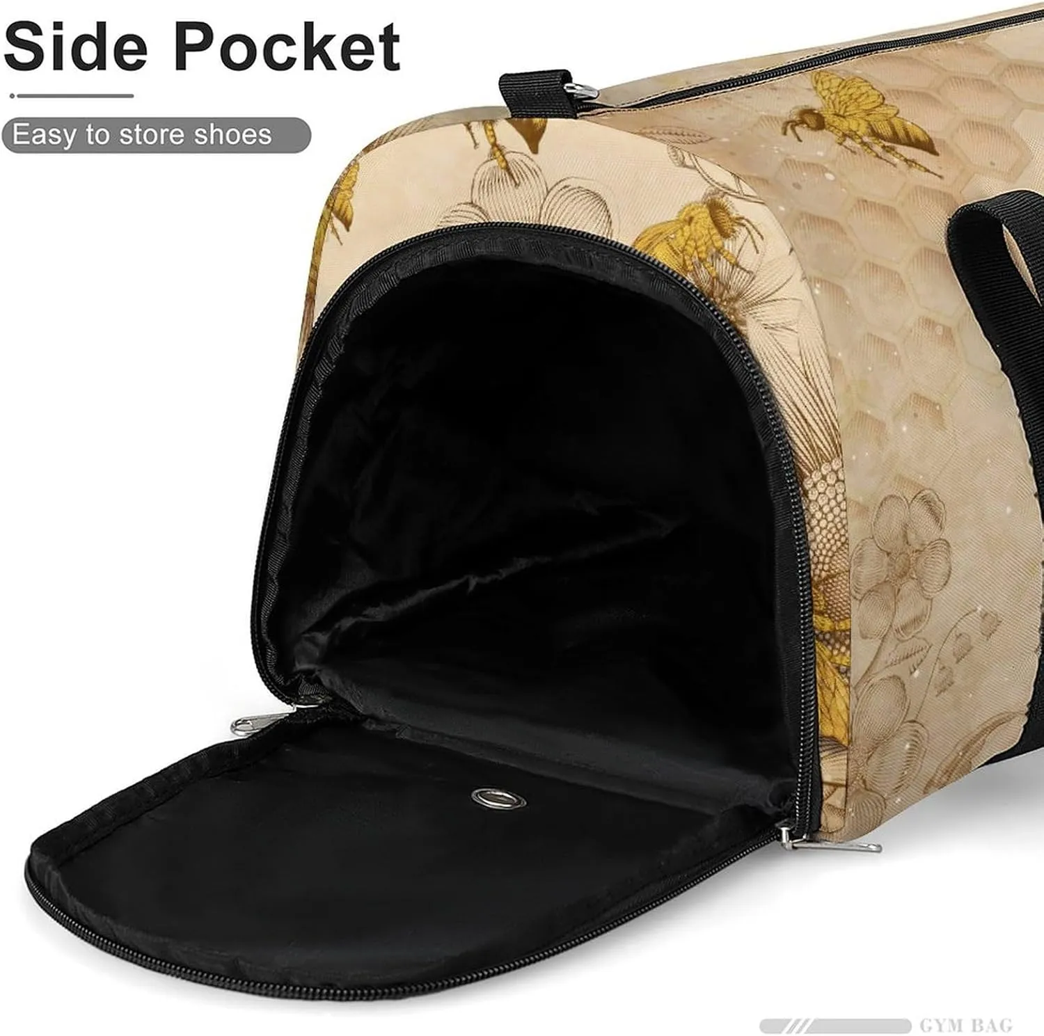 Gym Duffel Bag with Shoe Compartment Wet Pocket, Retro Beige Travel Bag for Men Women, style-1
