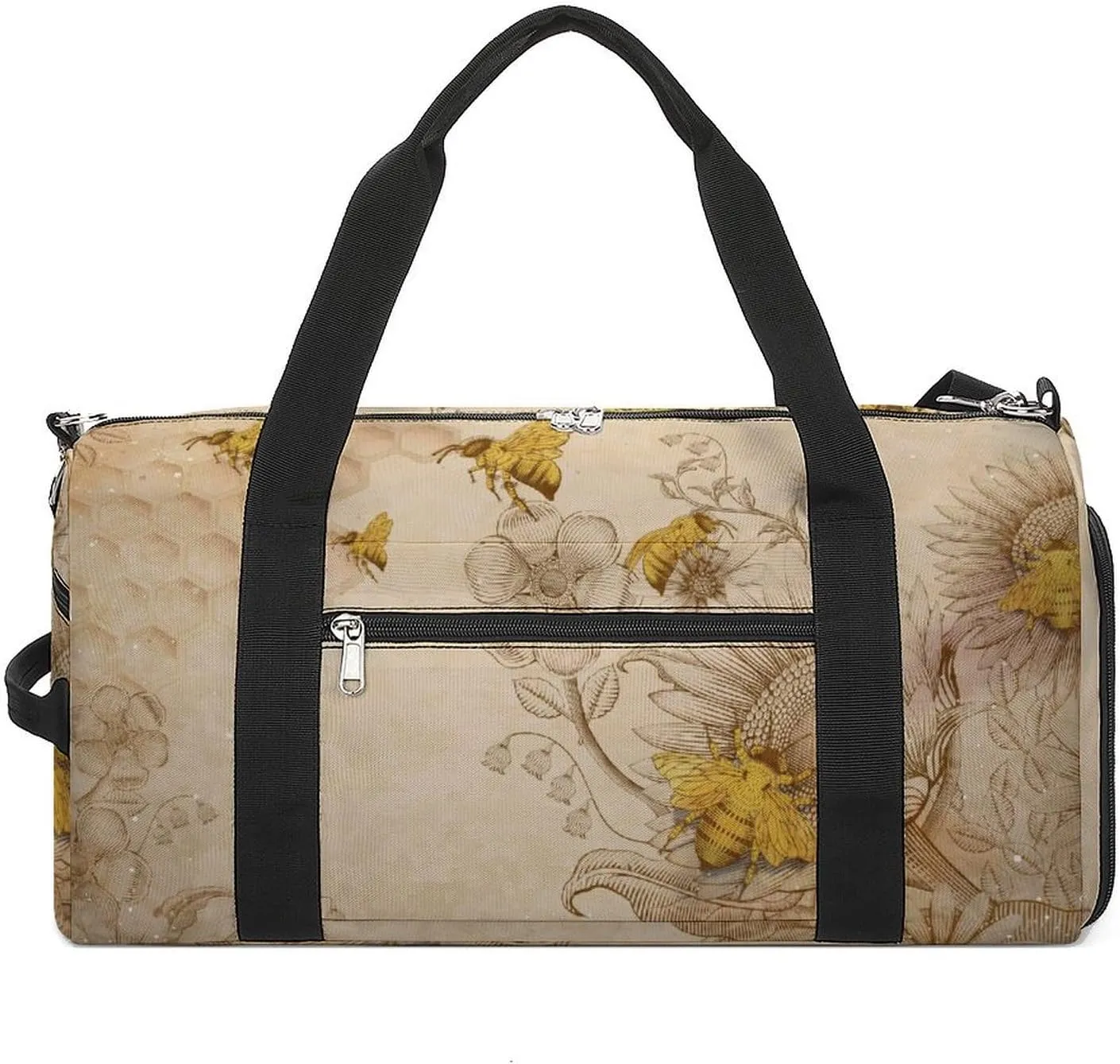 Gym Duffel Bag with Shoe Compartment Wet Pocket, Retro Beige Travel Bag for Men Women, style-1