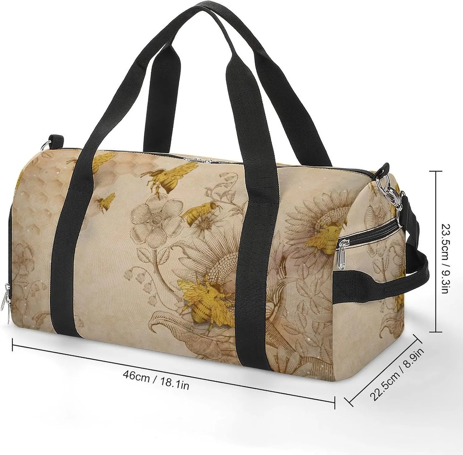 Gym Duffel Bag with Shoe Compartment Wet Pocket, Retro Beige Travel Bag for Men Women, style-1