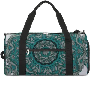 Gym Duffel Bag with Shoe Compartment Wet Pocket, Tile Mehndi Colorful Travel Bag for Men Women
