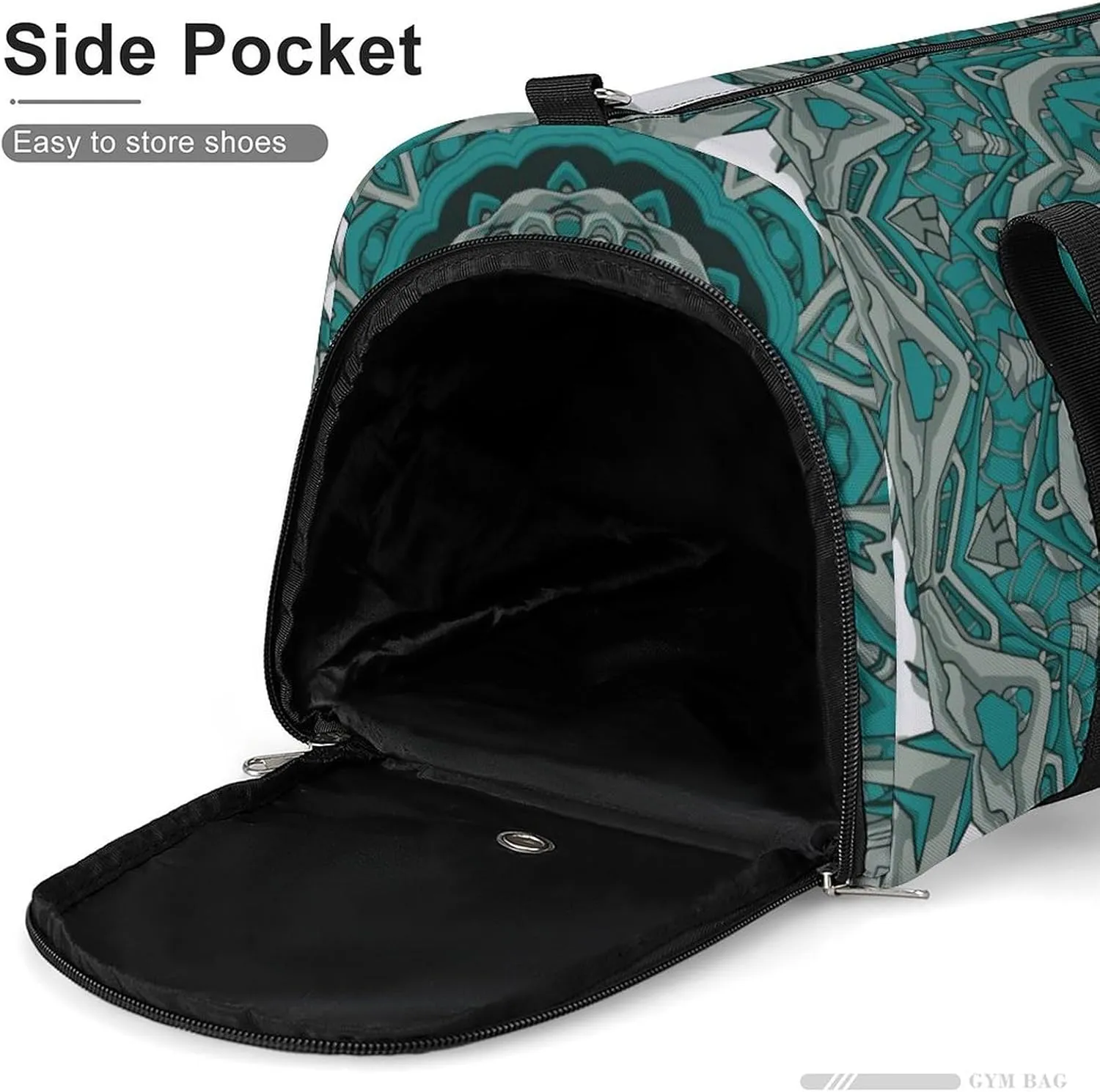 Gym Duffel Bag with Shoe Compartment Wet Pocket, Tile Mehndi Colorful Travel Bag for Men Women