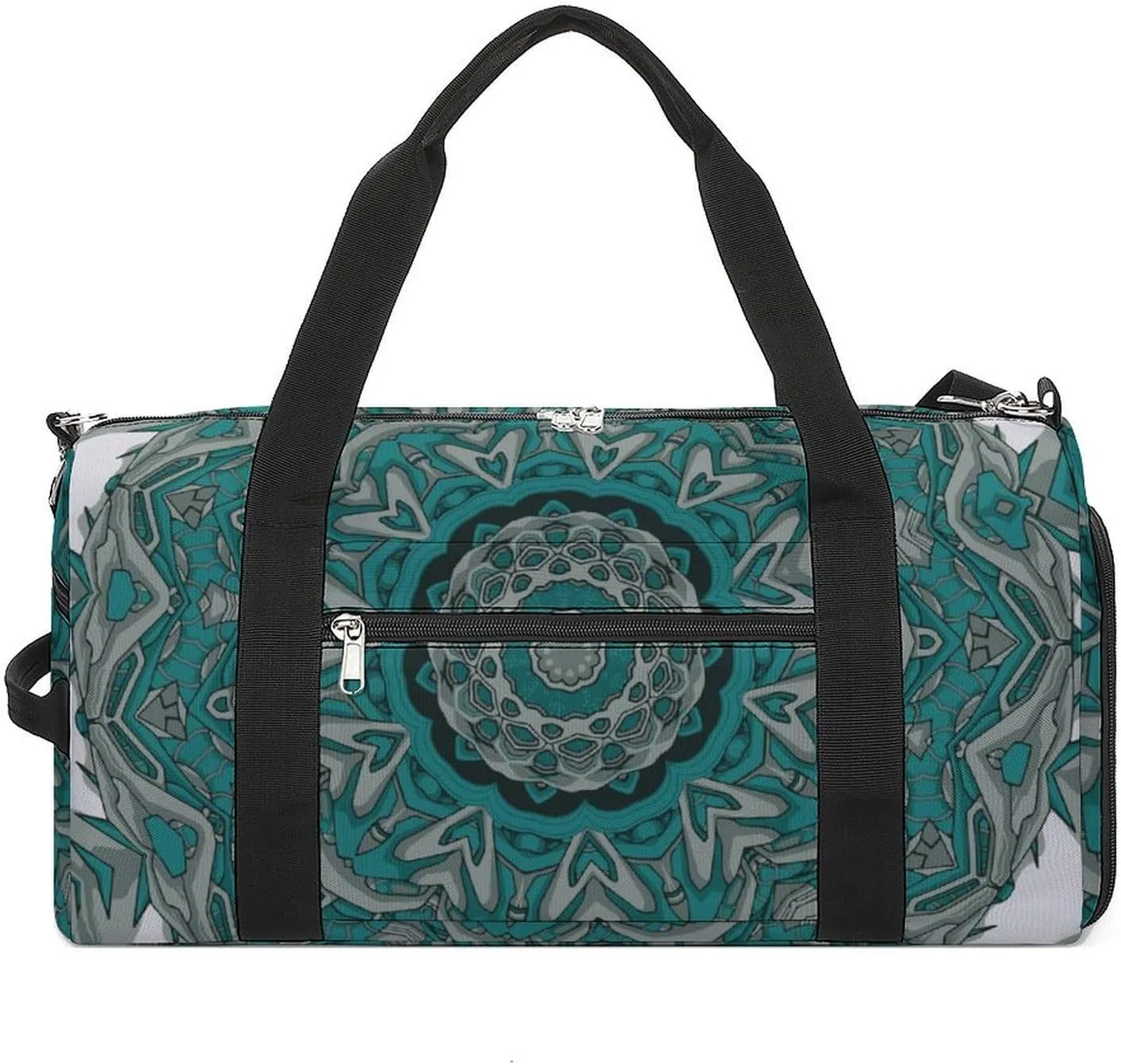 Gym Duffel Bag with Shoe Compartment Wet Pocket, Tile Mehndi Colorful Travel Bag for Men Women