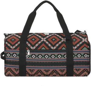 Gym Duffel Bag with Shoe Compartment Wet Pocket, Traditional Thai Element Travel Bag for Men Women