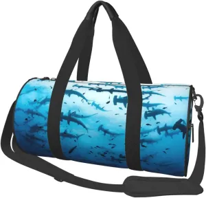 Hammerhead Sharks At Islands Large Duffle Bag Lightweight Travel Bag Foldable Weekender Overnight Bag For Men And Women