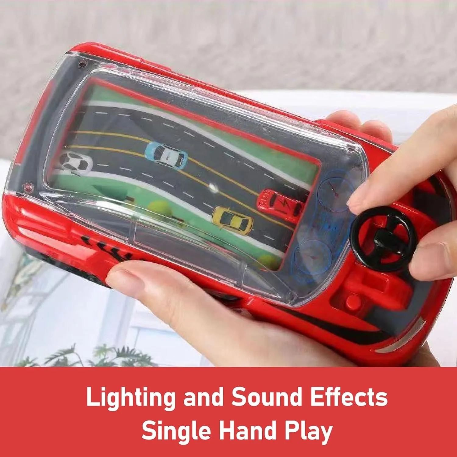 Handheld Racing Game,Racing Car Adventure Toys,Machine Logic Thinking Training Innovative Racer with Steering Wheel,Driving Simulator Small Car with Dual Player Mode for Family Play(Black*2)