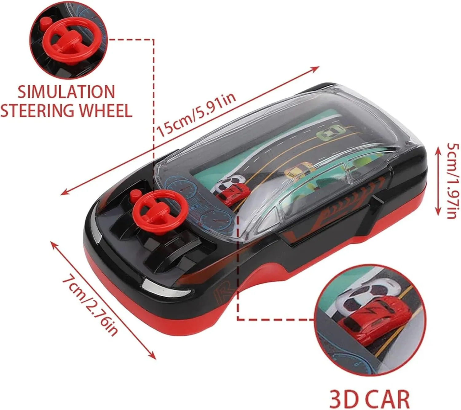 Handheld Racing Game,Racing Car Adventure Toys,Machine Logic Thinking Training Innovative Racer with Steering Wheel,Driving Simulator Small Car with Dual Player Mode for Family Play(Black*2)