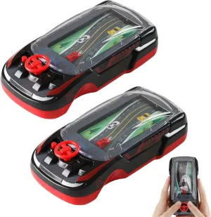 Handheld Racing Game,Racing Car Adventure Toys,Machine Logic Thinking Training Innovative Racer with Steering Wheel,Driving Simulator Small Car with Dual Player Mode for Family Play(Black*2)